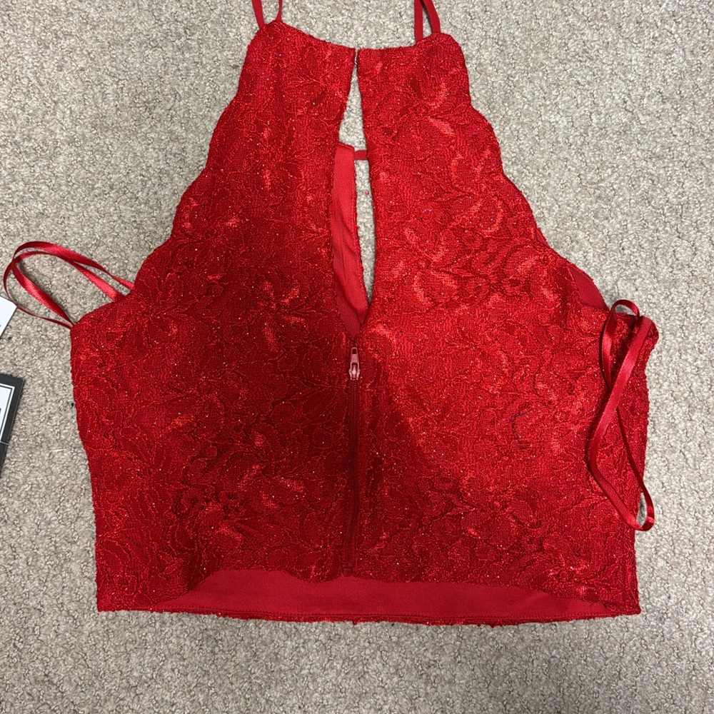 NWT red sparkly top 2 piece dress, size 9